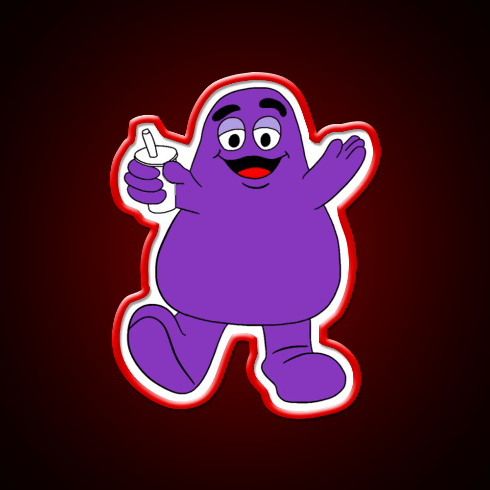 Mcdonalds Grimace Mascot Fast Food Led Neon Sign For Burger Place Rgb Color - Shineneon