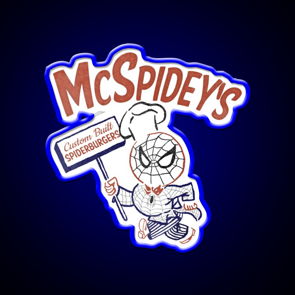 Mcspideys Spiderburgers Fast Food Led Neon Sign For Burger Place Rgb Color - Shineneon