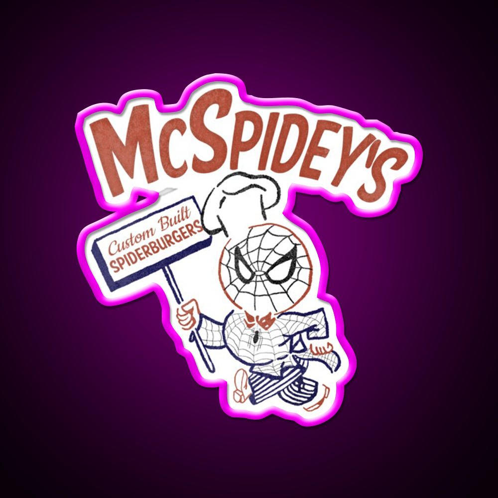 Mcspideys Spiderburgers Fast Food Led Neon Sign For Burger Place Rgb Color - Shineneon