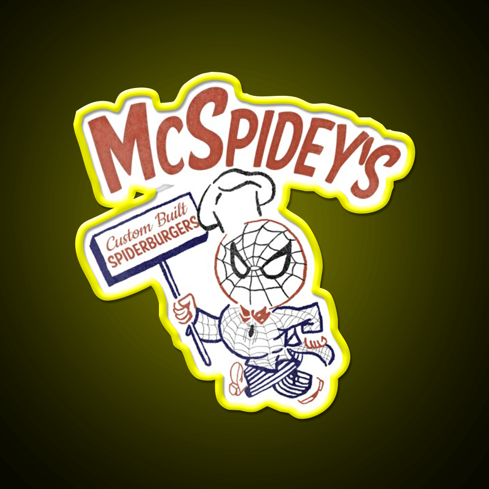 Mcspideys Spiderburgers Fast Food Led Neon Sign For Burger Place Rgb Color - Shineneon