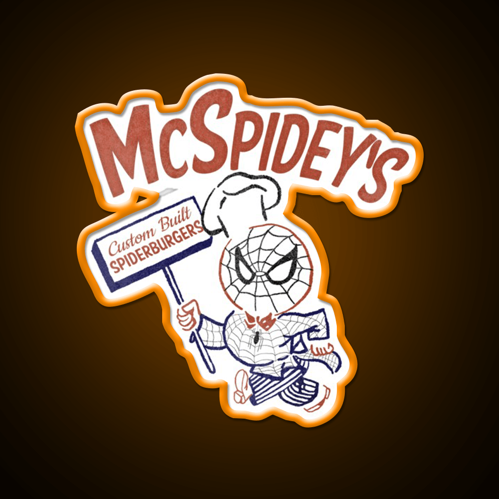 Mcspideys Spiderburgers Fast Food Led Neon Sign For Burger Place Rgb Color - Shineneon