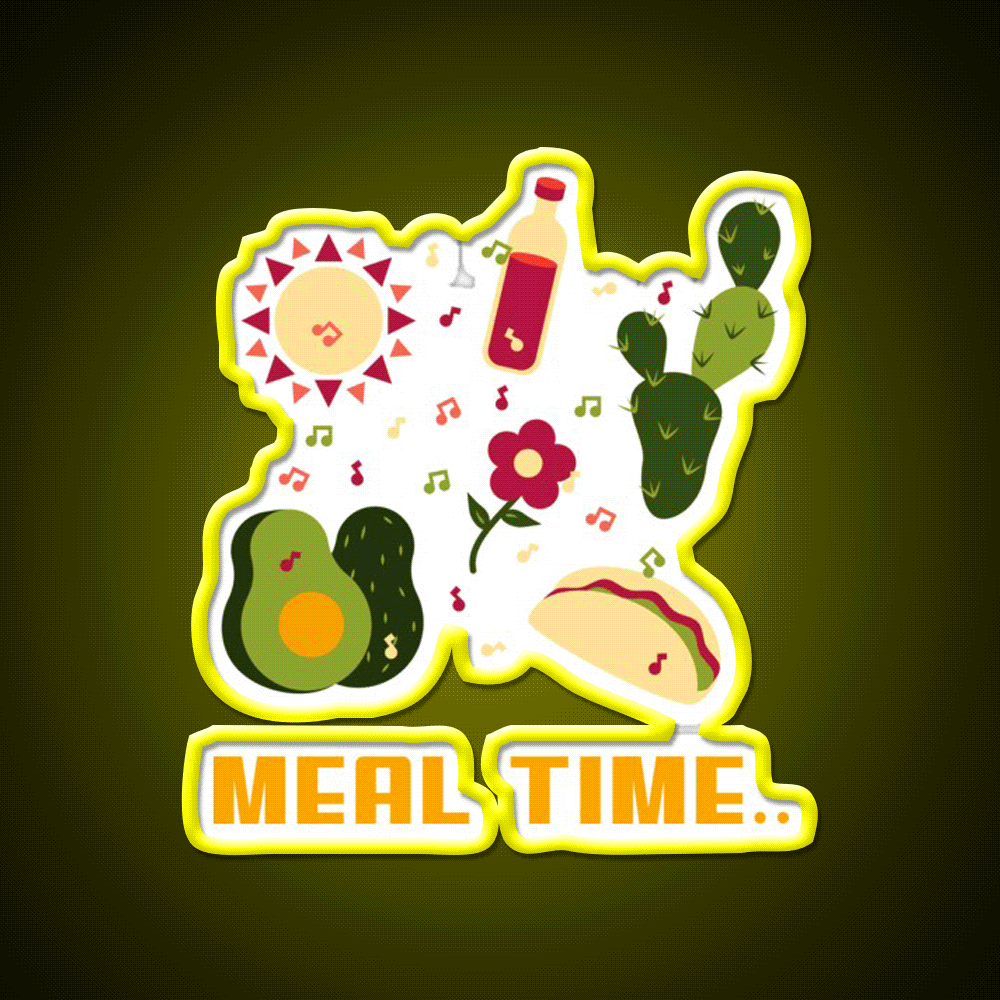 Meal Time Snack Food Led Neon Sign Rgb Color - Custom LED neon sign front view