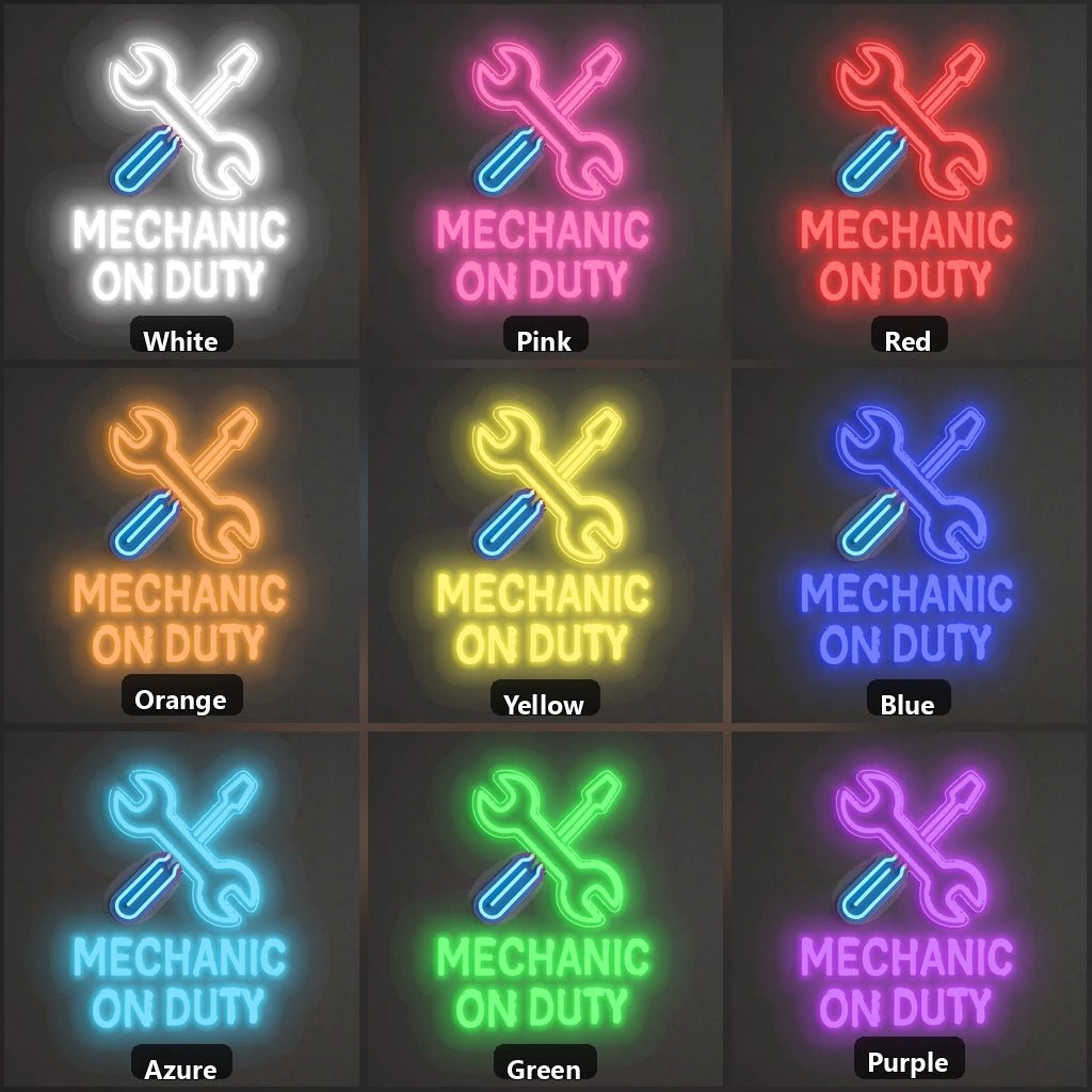 Mechanic On Duty Wrench Screwdriver Vintage LED Neon Sign - Shineneon