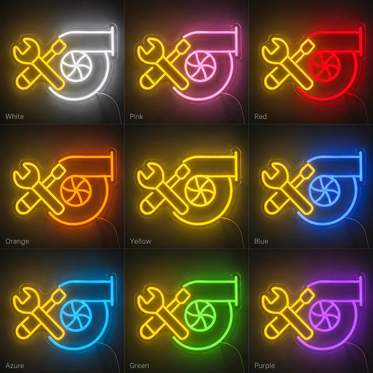 Mechanic Tools Neon Sign LED Neon Sign color grid