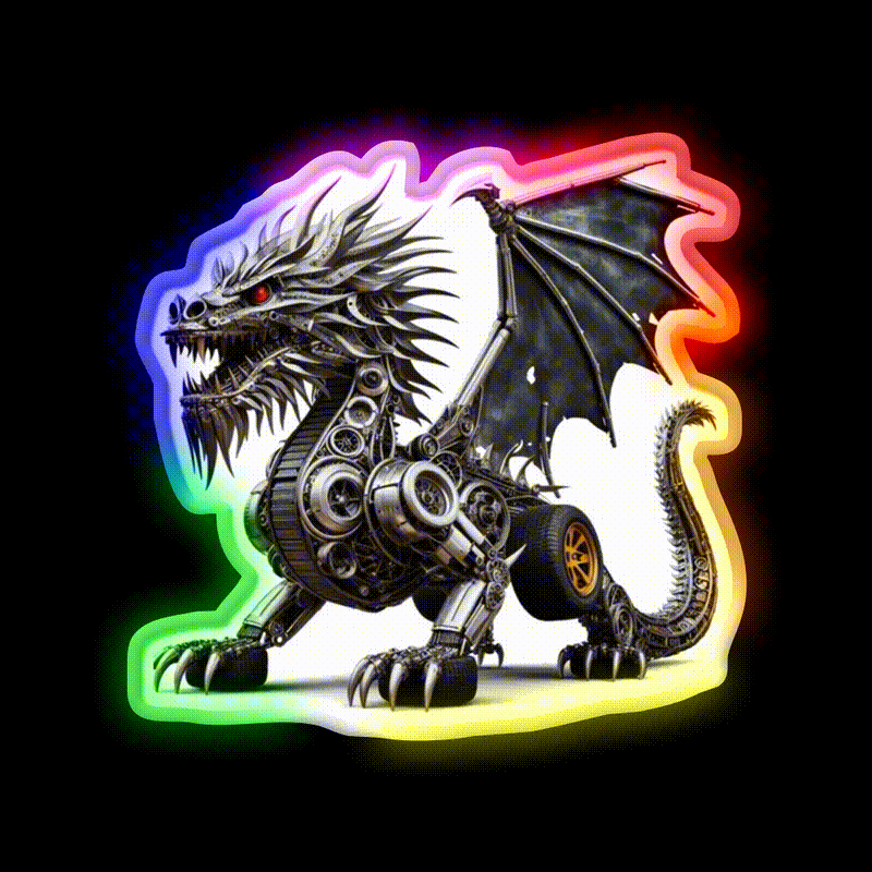Mechanical Dragon Asian Cultural Led Neon Sign Rgb Color - LED neon sign close-up detail