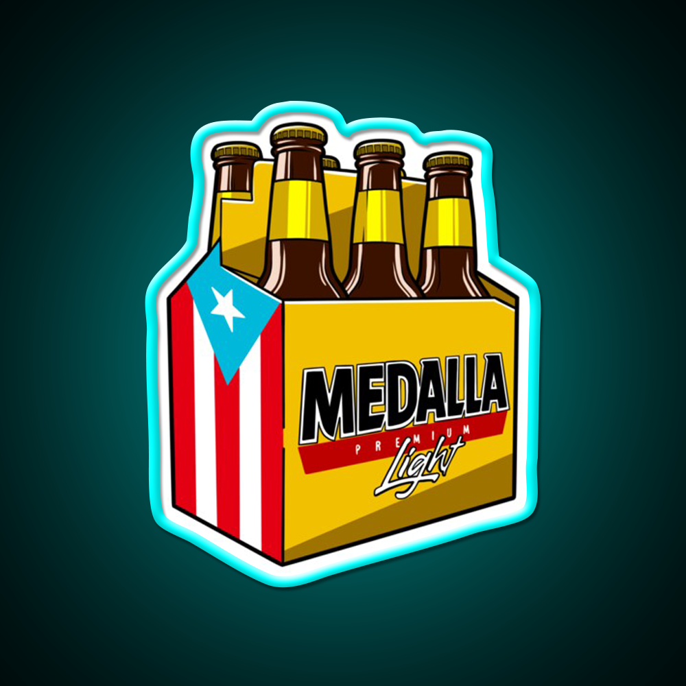 Medalla Light Six Pack Beer Bar Decor Led Neon Sign Rgb Color - Size and dimension reference
