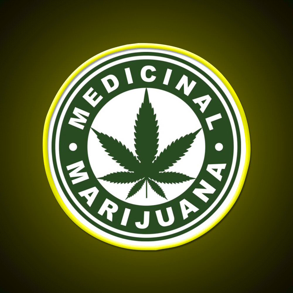 Medical Hemp Inspired Green Leaf Led Neon Sign Rgb Color - Custom LED neon sign front view