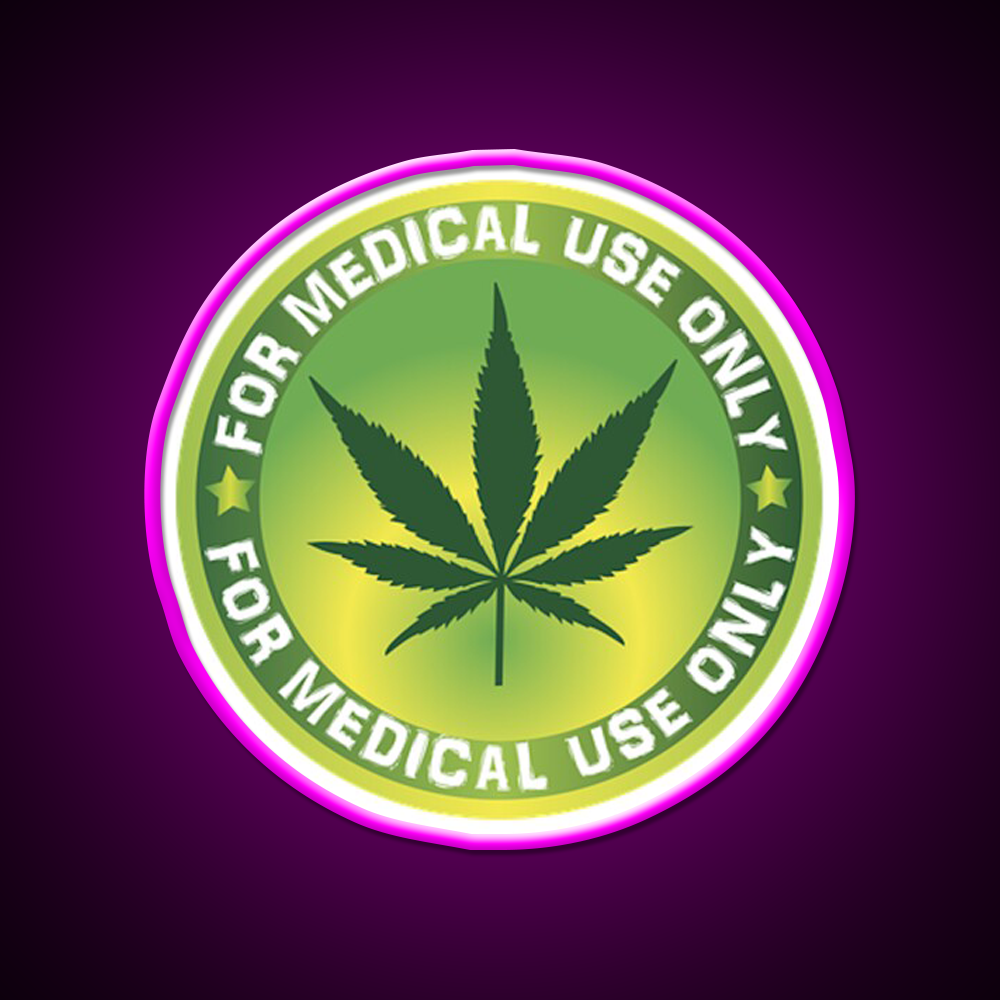 Medical Logo Hemp Inspired Green Leaf Led Neon Sign Rgb Color - Neon sign mounted on wall in room