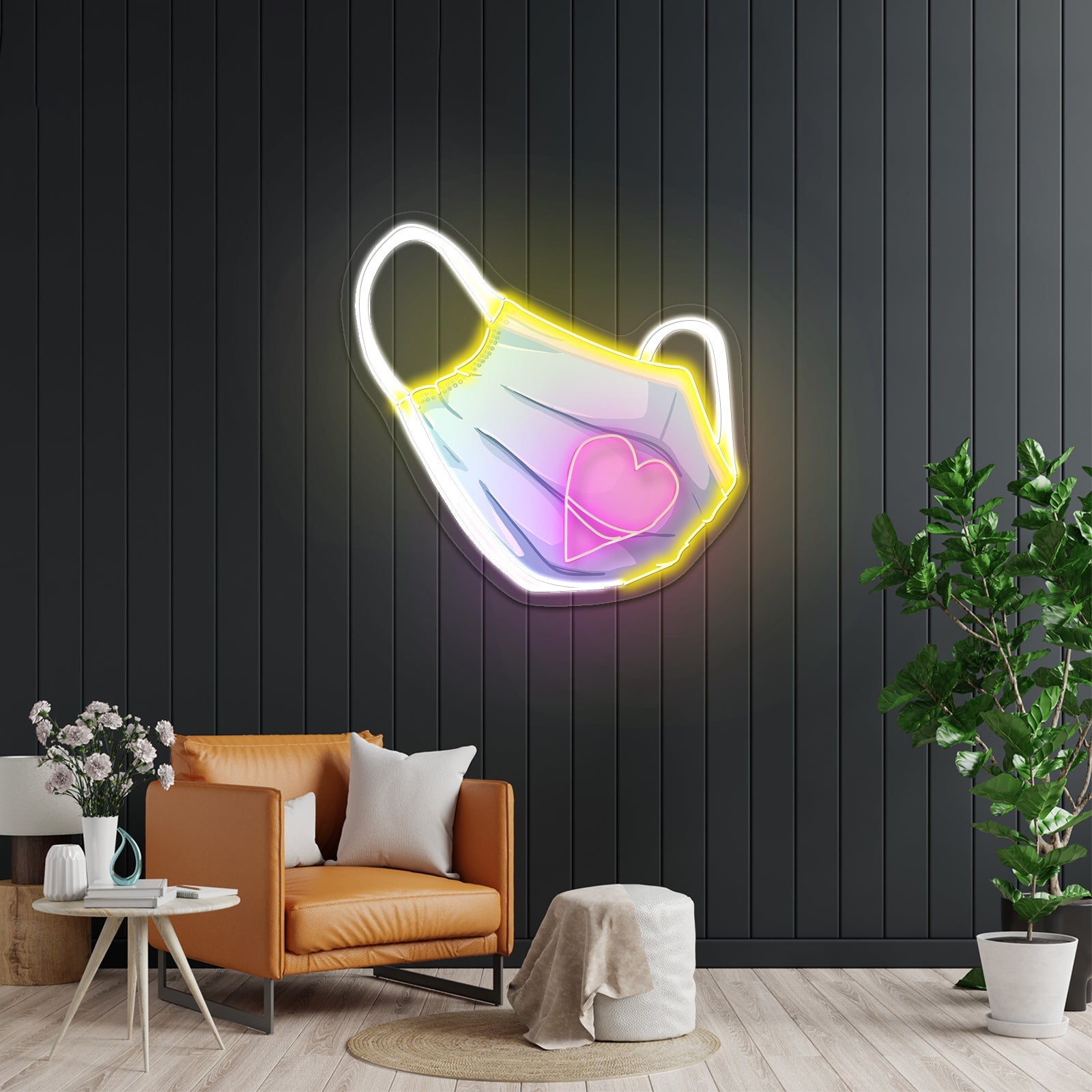 Medical Mask With Heart Artwork Custom Led Signs - Shineneon