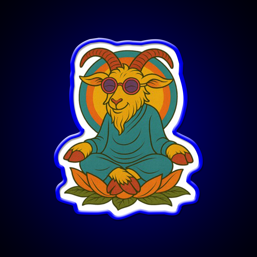 Meditating Goat Yoga Led Neon Sign For Wellness Space Rgb Color