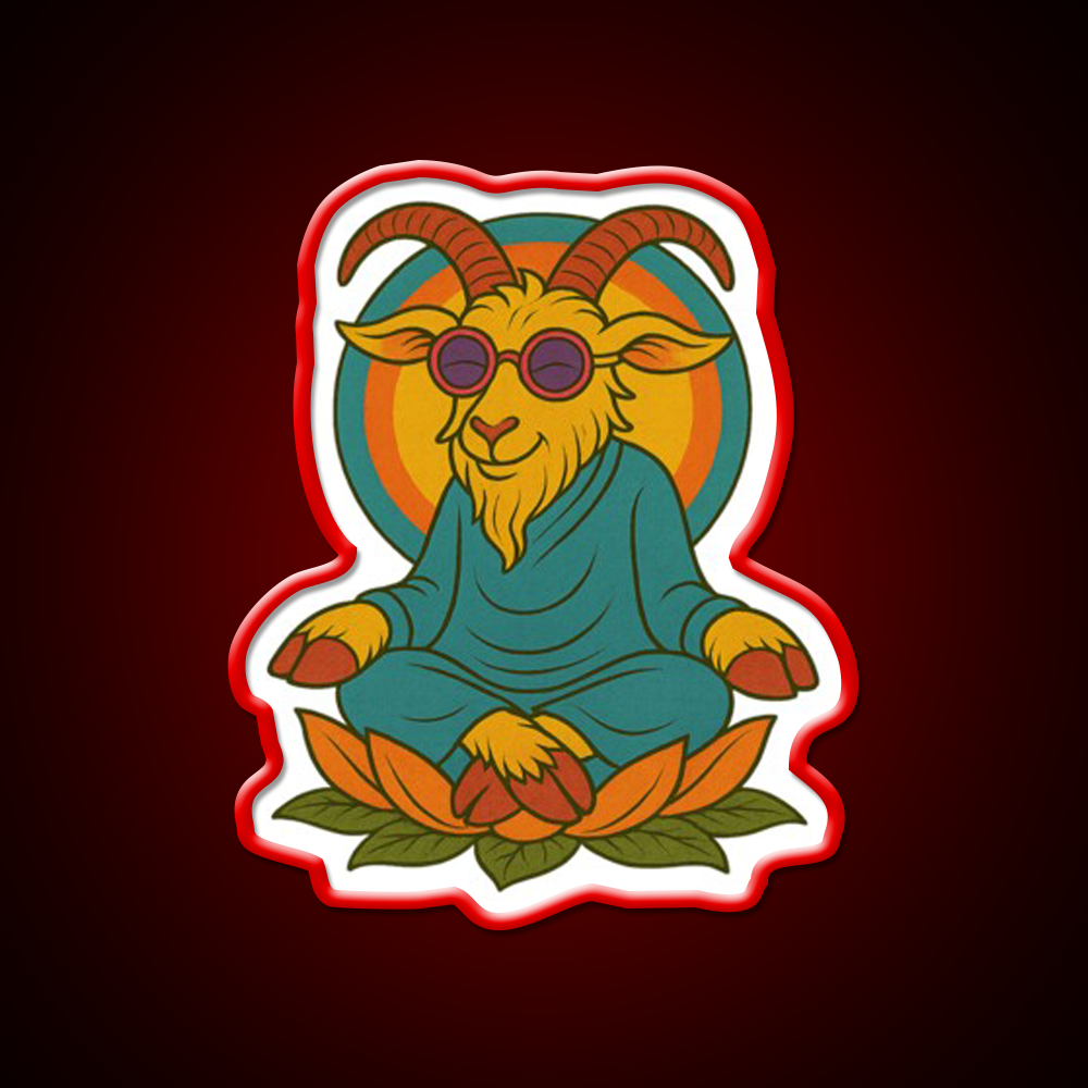 Meditating Goat Yoga Led Neon Sign For Wellness Space Rgb Color