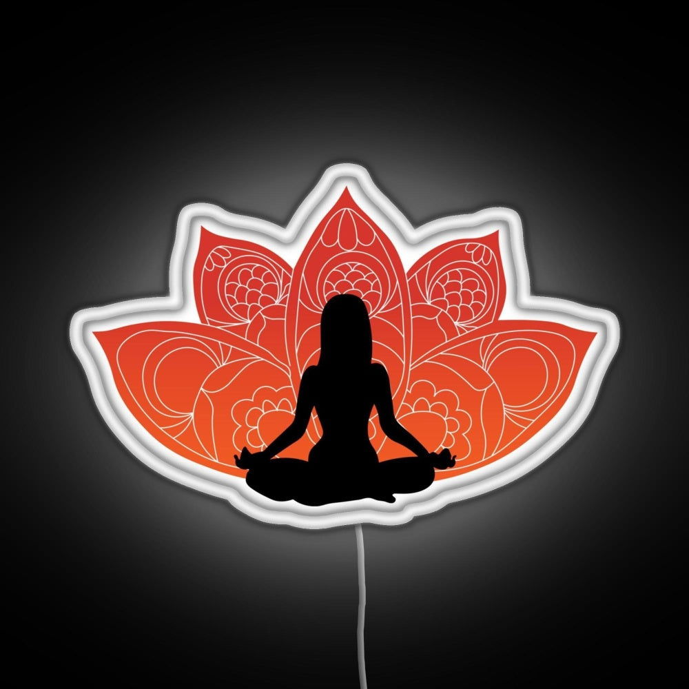 Meditating In A Lotus Pose Rgb Neon Sign - Size and dimension reference