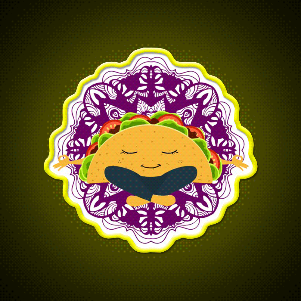 Meditation Taco Cool Witty Taco Led Neon Sign Rgb Color - Custom LED neon sign front view