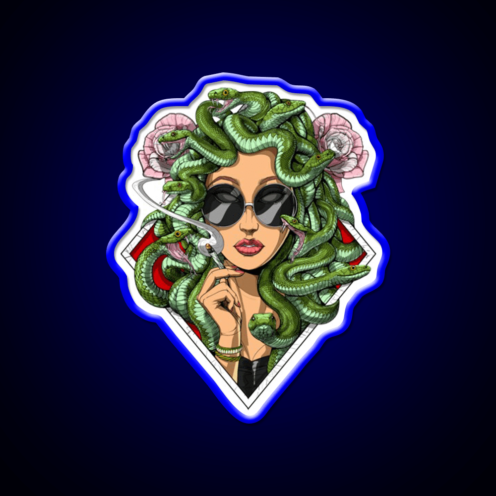 Medusa Hippie Stoner Hemp Inspired Green Leaf Led Neon Sign Rgb Color - Shineneon