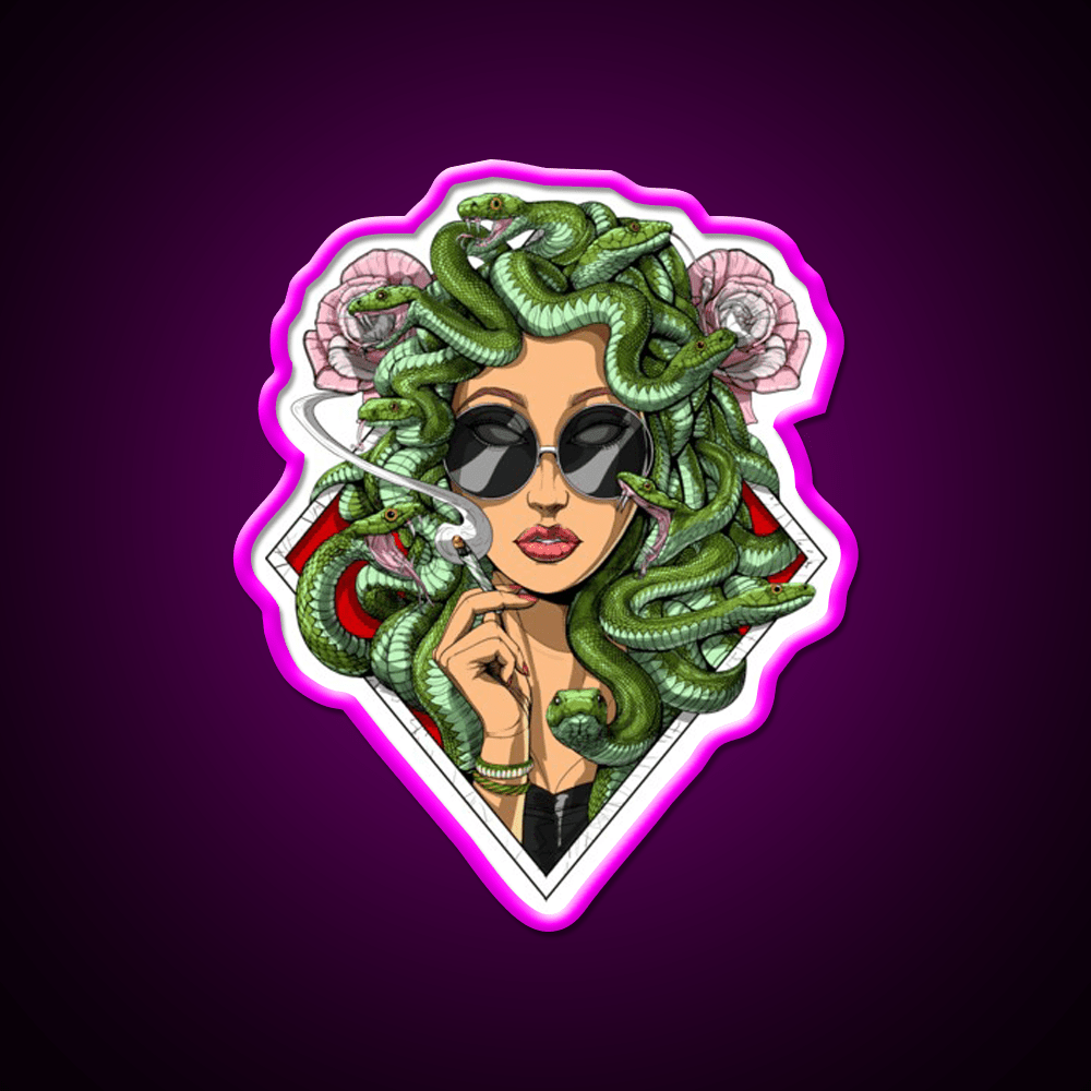 Medusa Hippie Stoner Hemp Inspired Green Leaf Led Neon Sign Rgb Color - Shineneon
