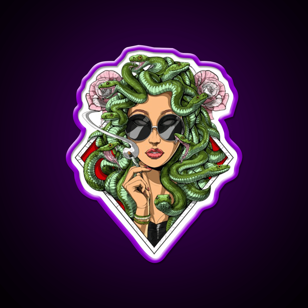 Medusa Hippie Stoner Hemp Inspired Green Leaf Led Neon Sign Rgb Color - Shineneon