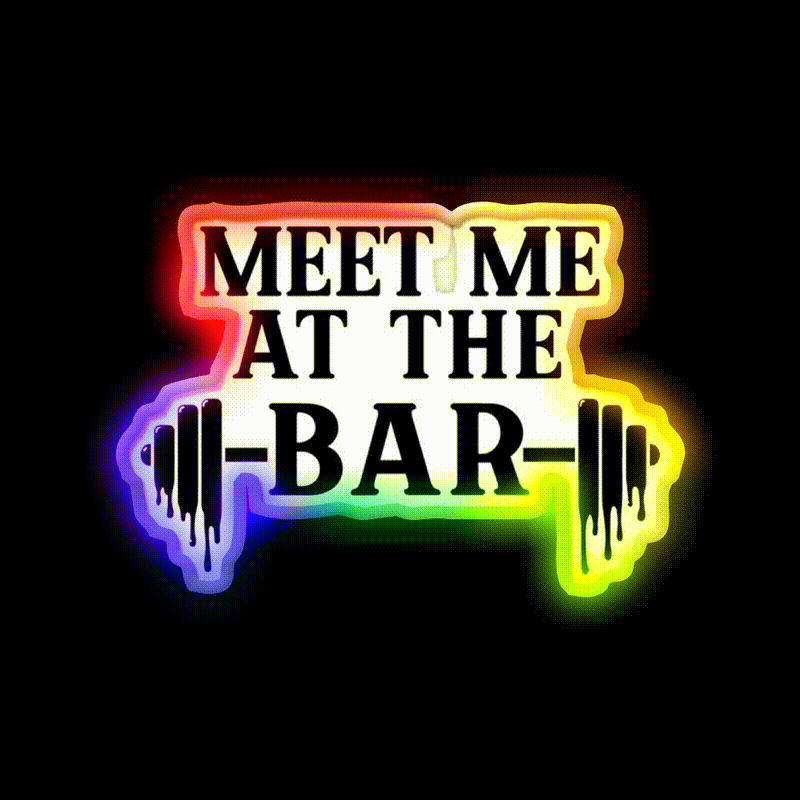 Meet Me At The Bar Gym Fitness Led Neon Sign Rgb Color - LED neon sign close-up detail