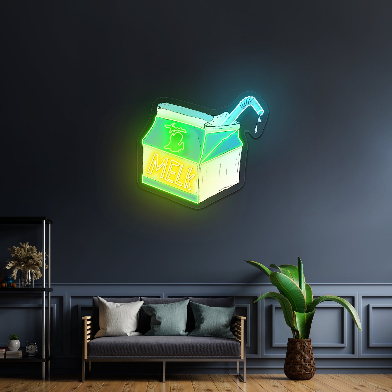 Melk Michigan Artwork Aesthetic Neon Signs