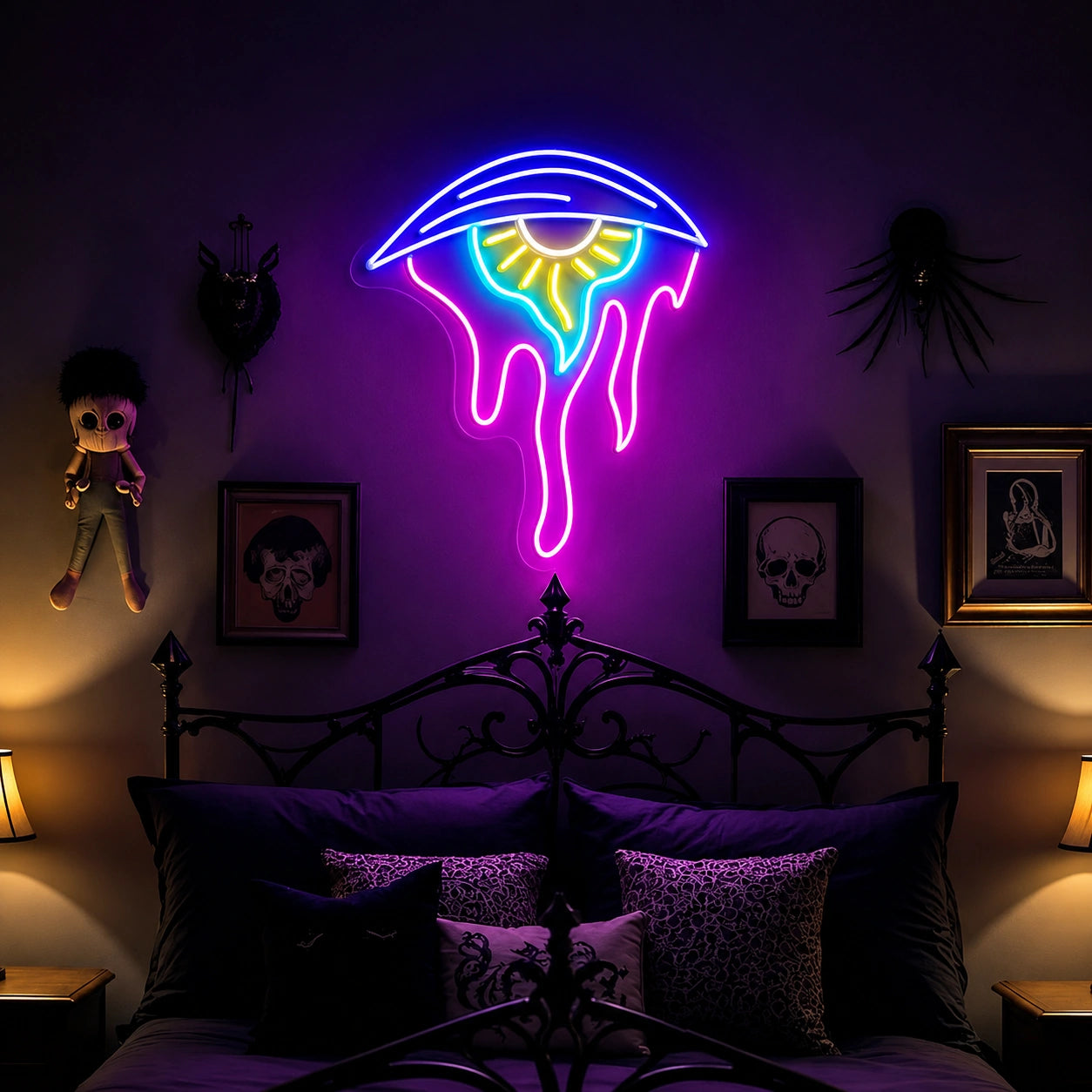 Melting Evil Eye LED Neon Sign real lifestyle scene