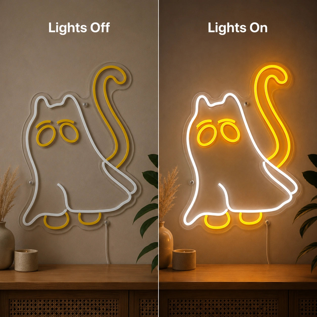 Melting Ghost Cat LED Neon Sign main product image
