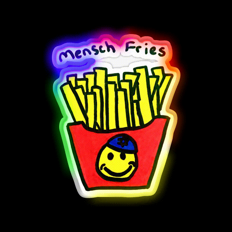 Mensch Fries Fast Food Led Neon Sign For Burger Place Rgb Color - LED neon sign close-up detail