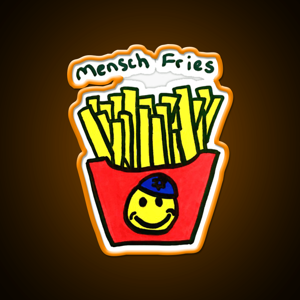 Mensch Fries Fast Food Led Neon Sign For Burger Place Rgb Color - Shineneon