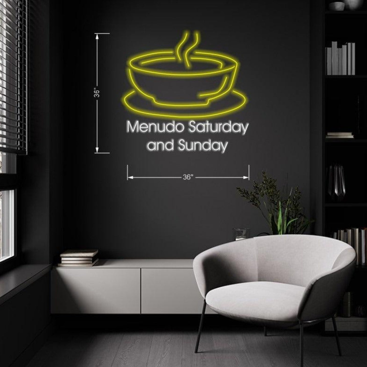 Menudo Saturday Sunday Yellow-White Led Neon Sign For Cafe Restaurant Decor | Shineneon