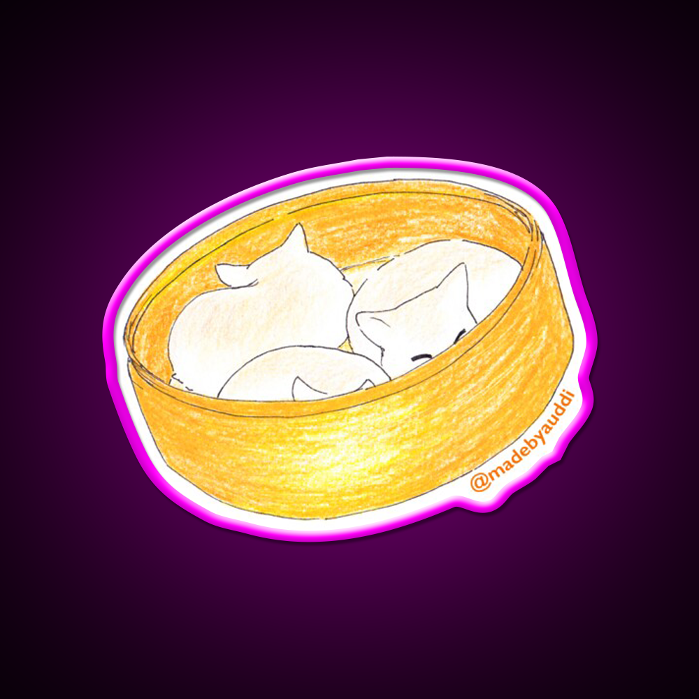 Meow Bao Cat Led Neon Sign Chinese Food Rgb Color