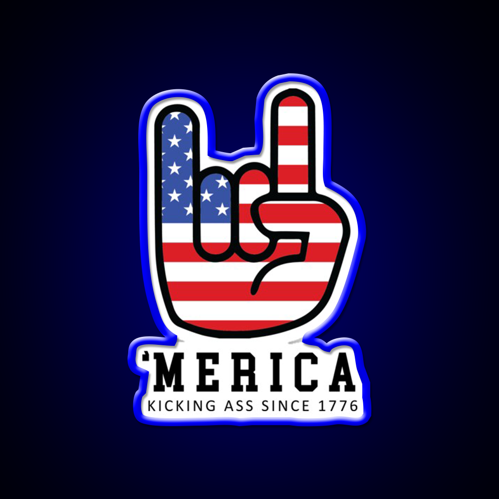 Merica Kicking Ass Since 1776 Beer Bar Decor Led Neon Sign Rgb Color - LED neon sign view 5
