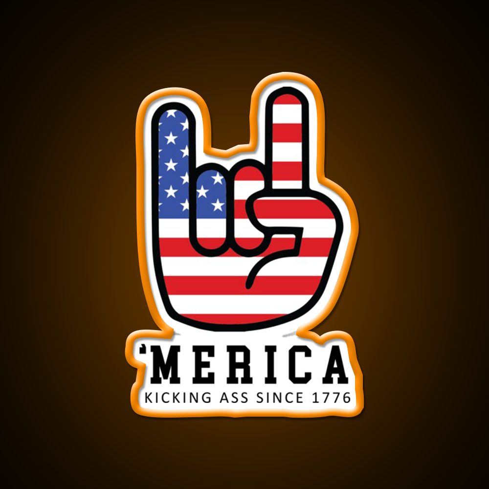 Merica Kicking Ass Since 1776 Beer Bar Decor Led Neon Sign Rgb Color - LED neon sign view 6