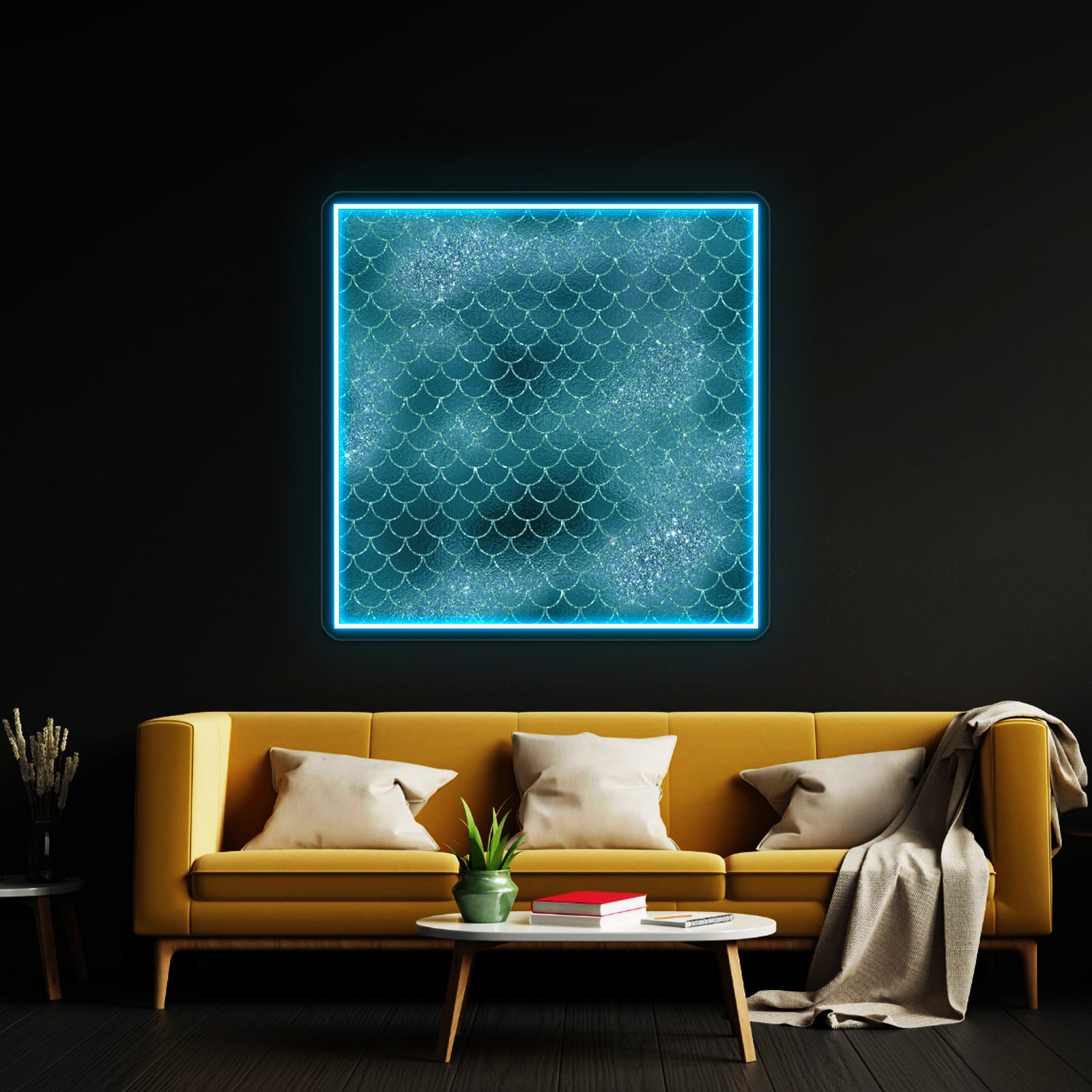 Mermaid Tail Sparkly Teal Aqua Scales Wall Artwork Neon Signs | Shineneon