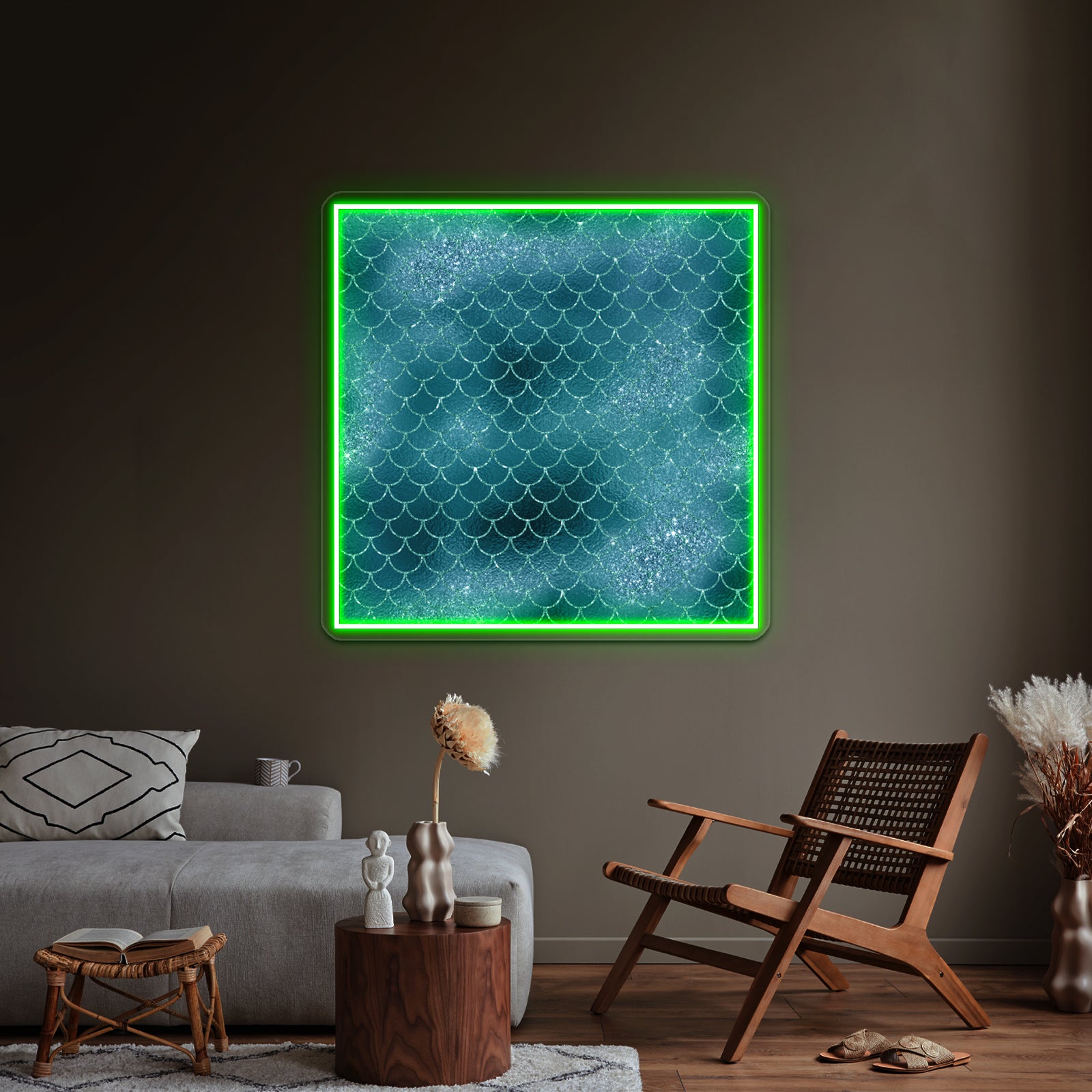 Mermaid Tail Sparkly Teal Aqua Scales Wall Artwork Neon Signs | Shineneon