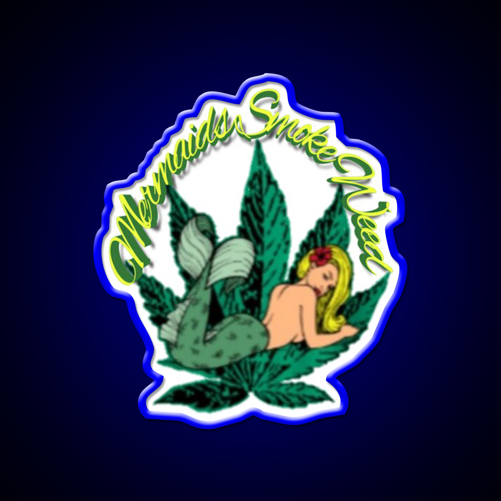 Mermaids Smoke Weed Hemp Inspired Green Leaf Led Neon Sign Rgb Color - LED neon sign view 5
