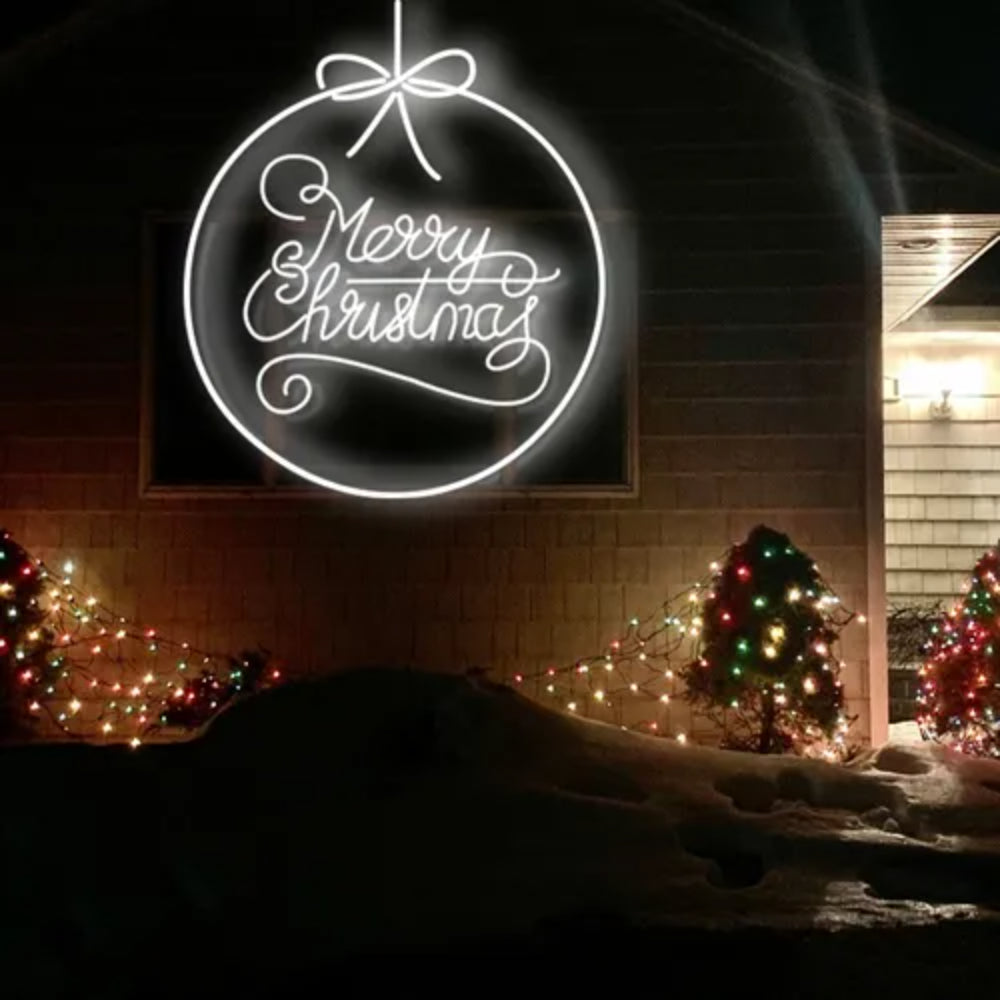 Merry Christmas Circle Typography Led Neon Sign | Shineneon