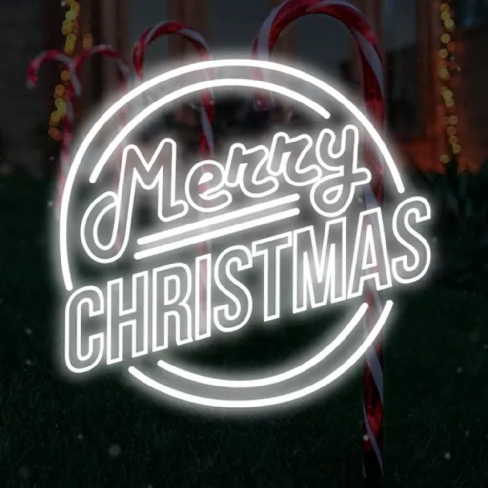 Merry Christmas Double Circle Text Led Neon Sign | Shineneon