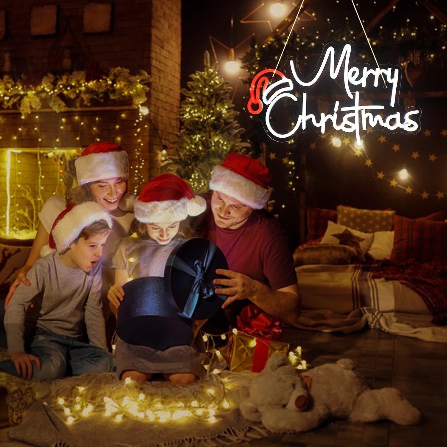 Merry Christmas Multicolor Santa Bell Led Neon Sign For Indoor Holiday Decor - Shineneon