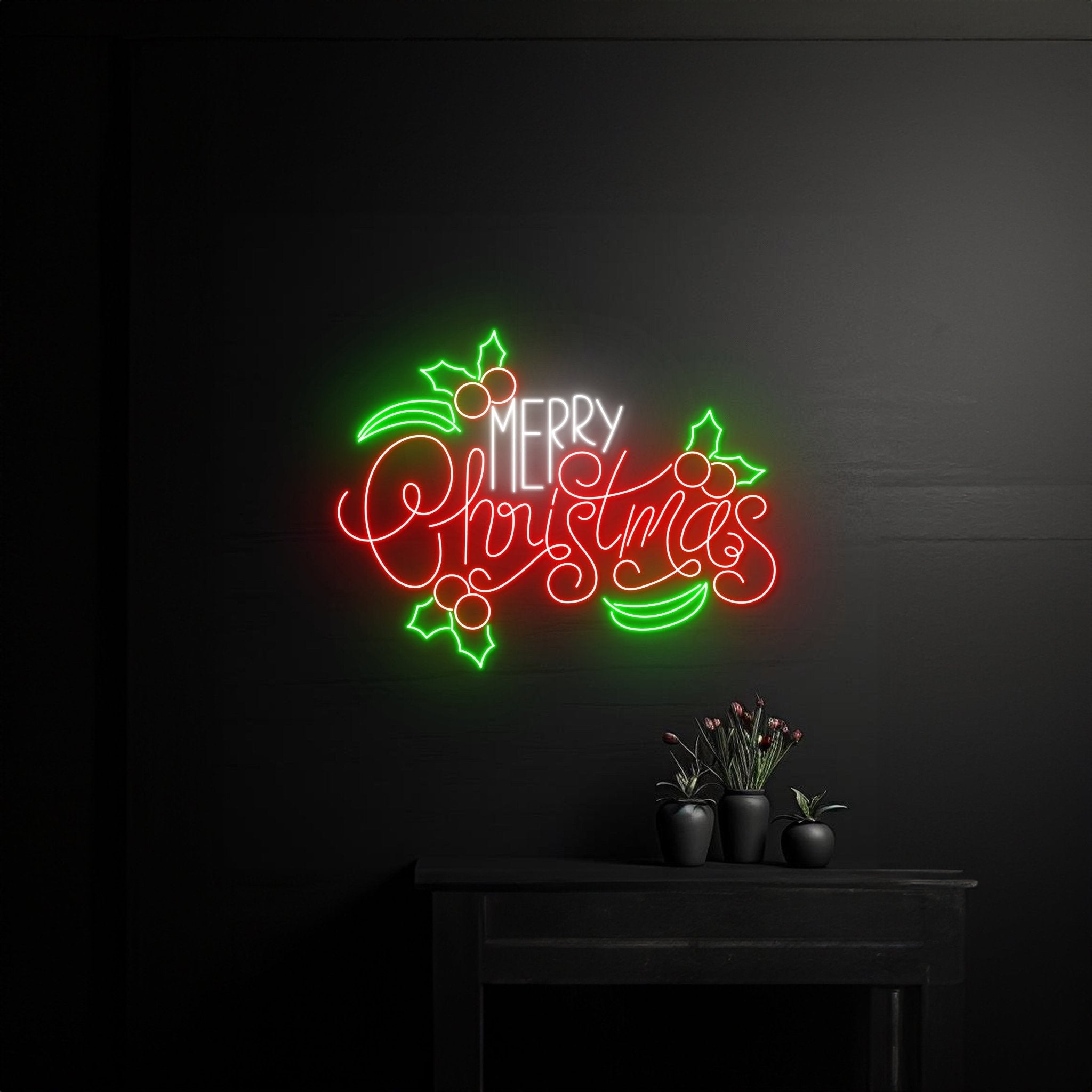 Merry Christmas Neon Sign Personalized Happy New Year Room Wall Decor - Shineneon