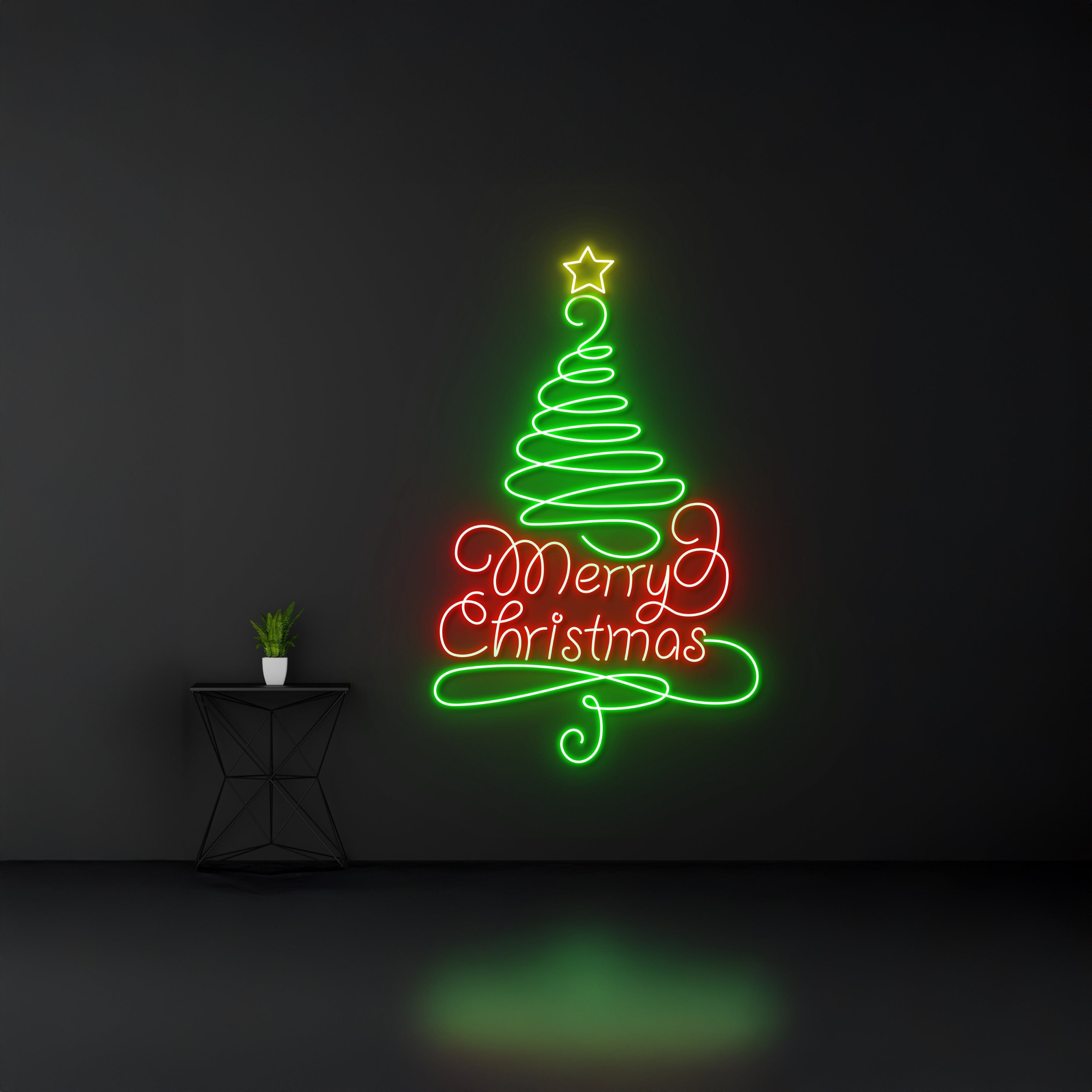 Merry Christmas Neon Sign Personalized Holiday Season Room Wall Art Decor | Shineneon