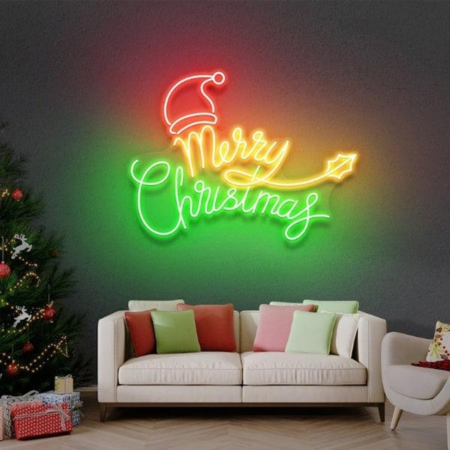 Merry Christmas Santa Hat Star Led Neon Sign For Cozy Home Decor | Shineneon