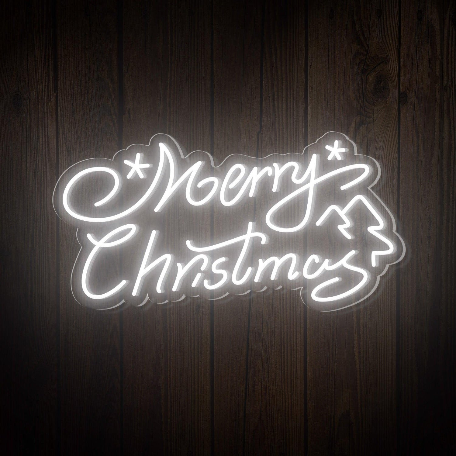 Merry Christmas Stars Trees Multicolor Led Neon Sign For Indoor Holiday Decor | Shineneon