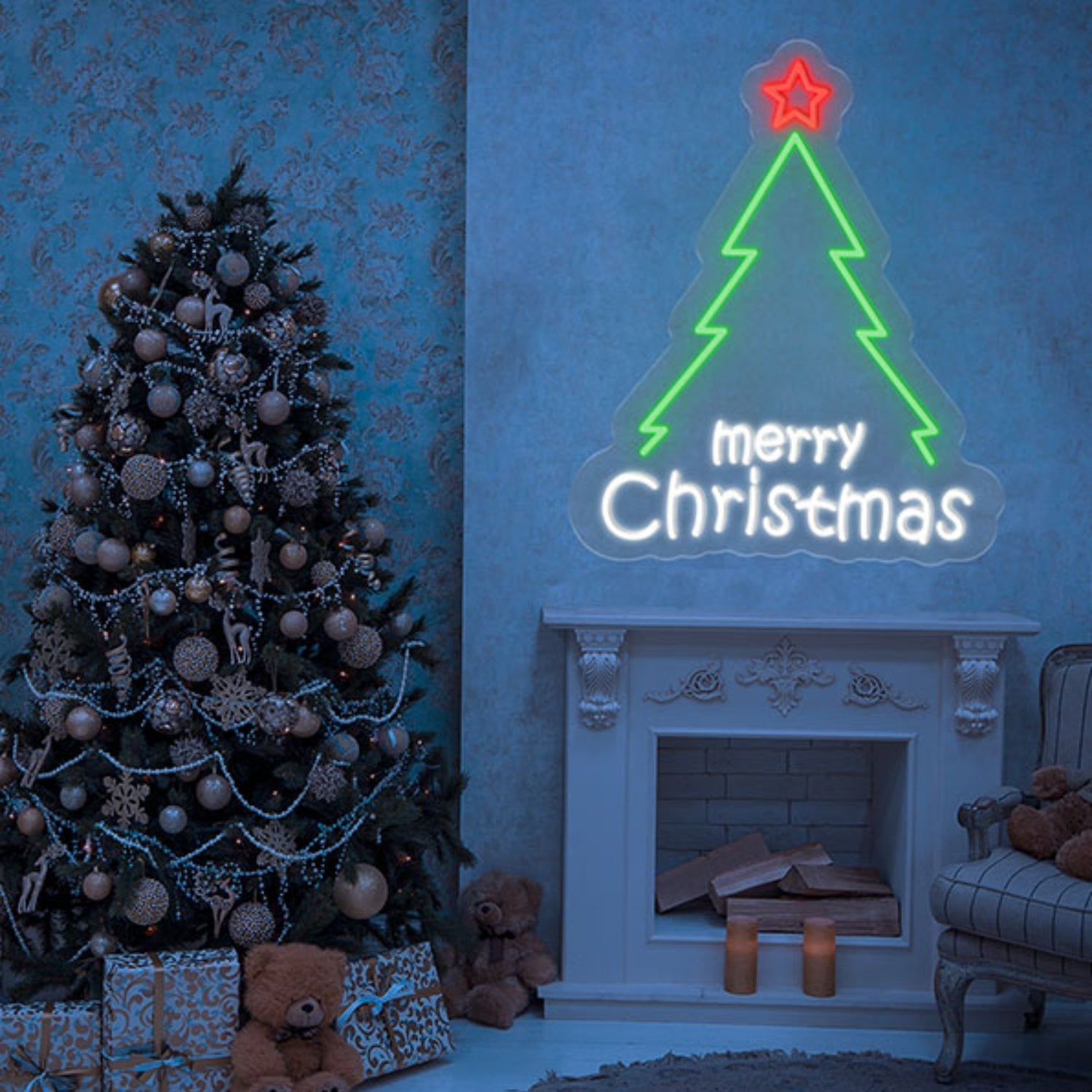 Merry Christmas Tree Neon Sign Wall Art Decor | Shineneon