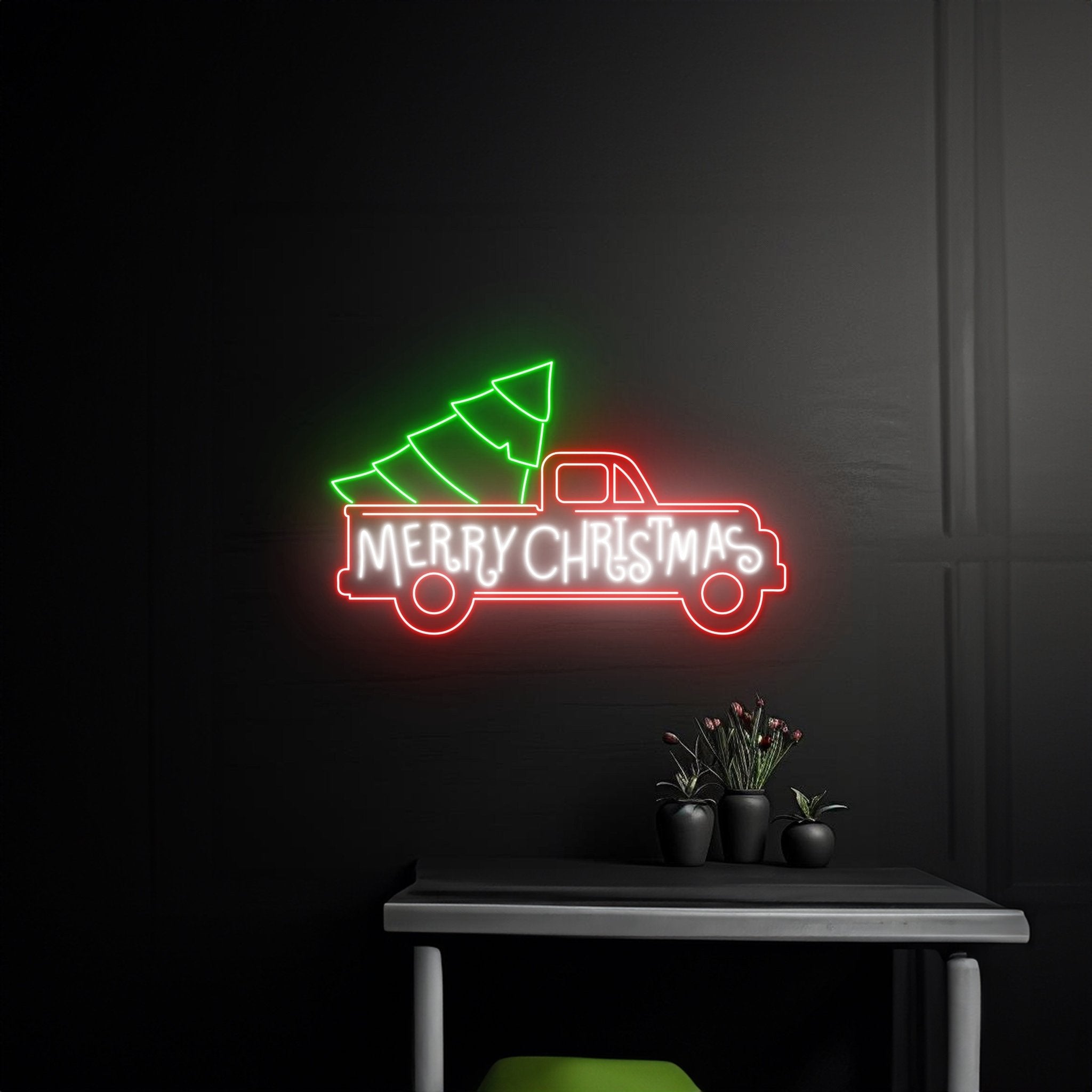 Merry Christmas Truck Neon Sign Merry Christmas Tree Delivery Neon Light - Shineneon