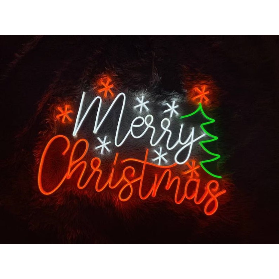 Merry Christmas With Stars And Tree Led Sign Business Neon Sign - Shineneon