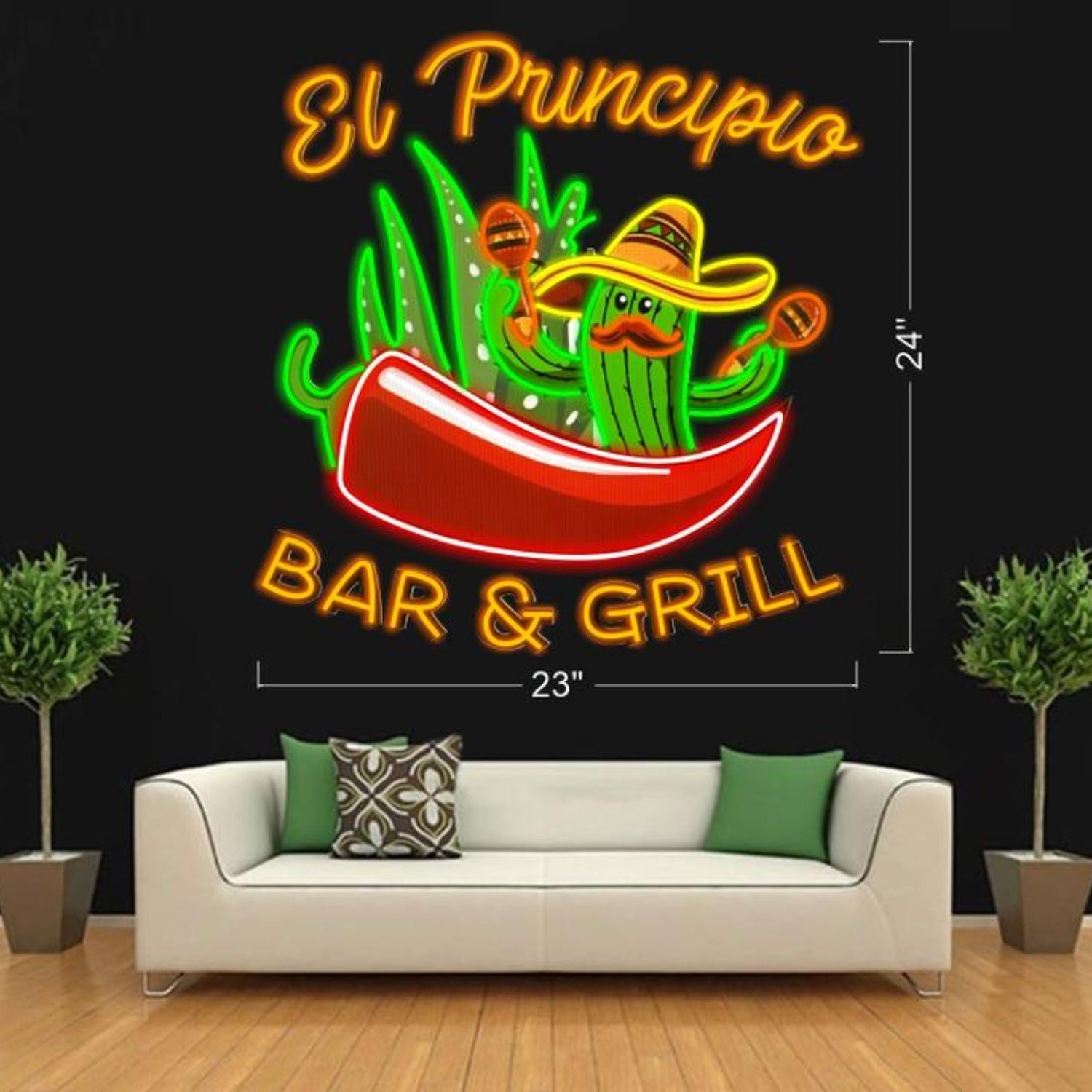 Mexican Cactus Chili Bar Grill Led Neon Sign For Restaurant Decor | Shineneon