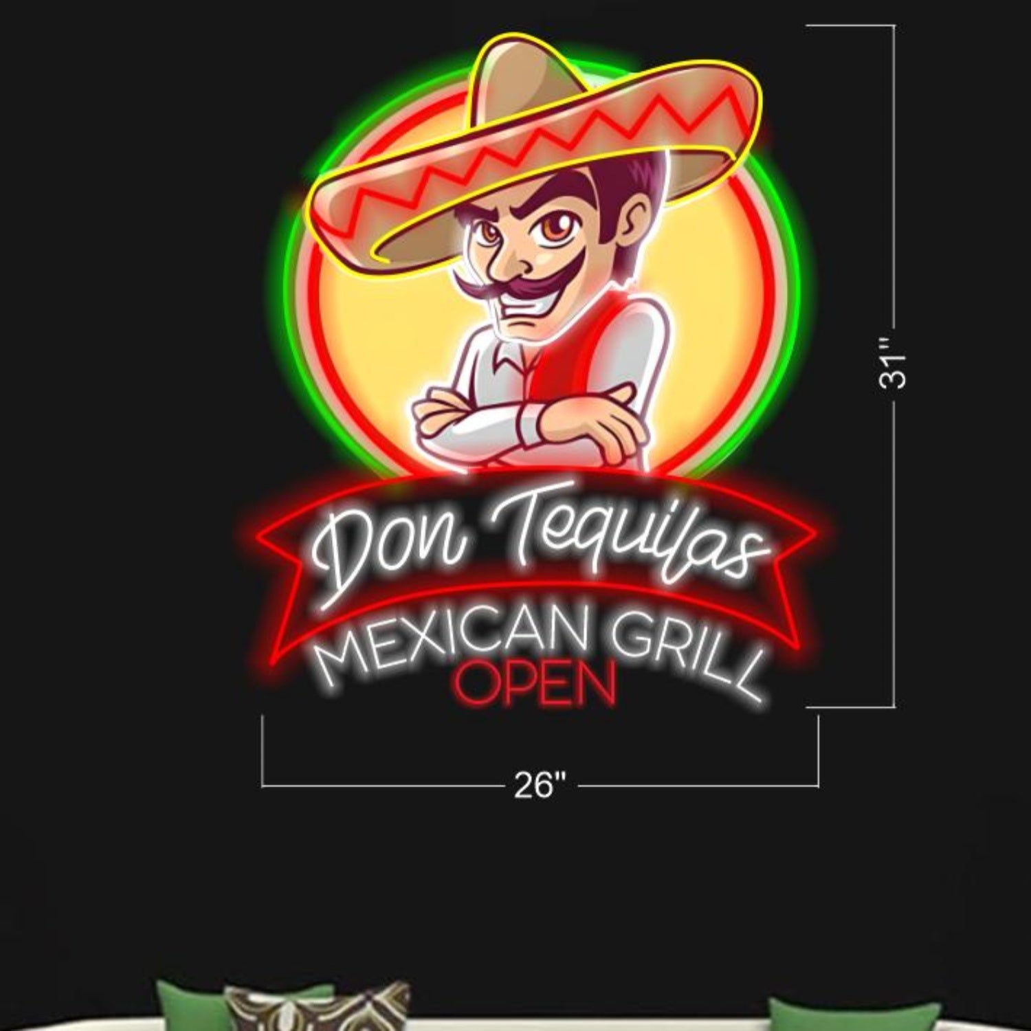 Mexican Cartoon Sombrero Don Tequilas Led Neon Sign For Restaurant Decor | Shineneon