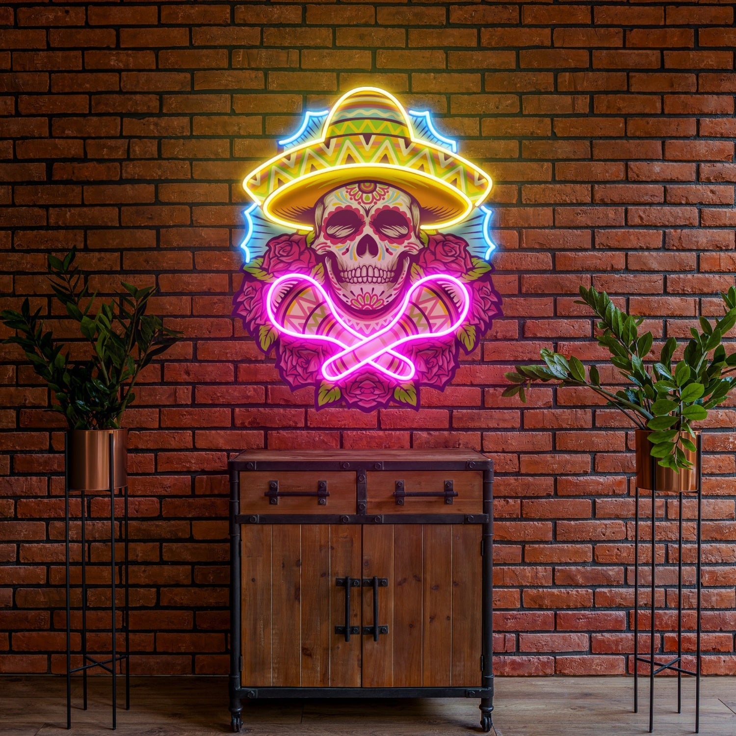 Mexican Dia De Los Skull Acrylic Led Neon Sign | Shineneon