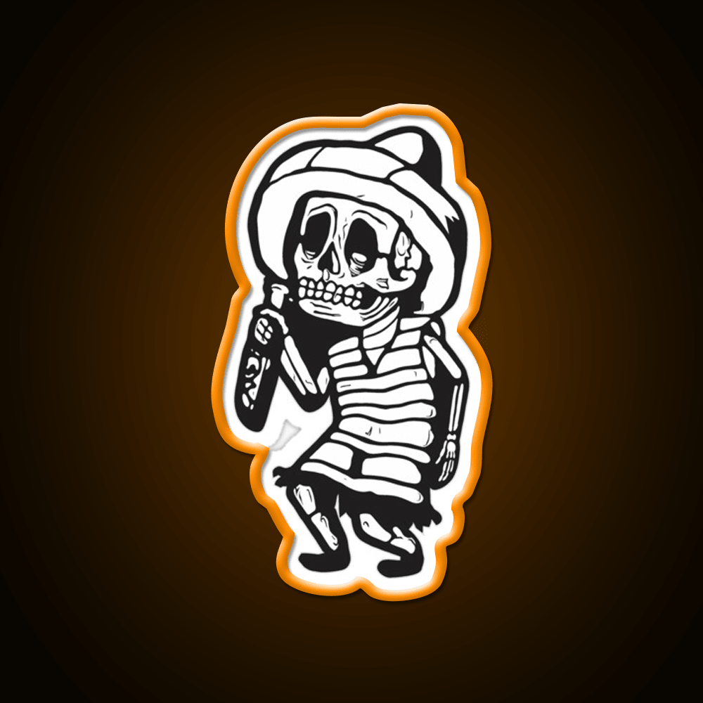 Mexican Drunk Skeleton Party Drink Tequila Led Neon Sign Rgb Color - Shineneon