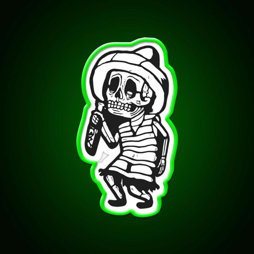 Mexican Drunk Skeleton Party Drink Tequila Led Neon Sign Rgb Color - Shineneon