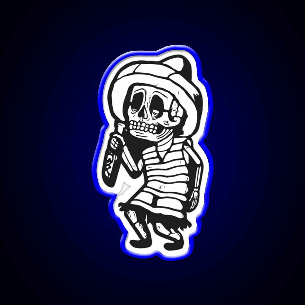 Mexican Drunk Skeleton Party Drink Tequila Led Neon Sign Rgb Color - Shineneon