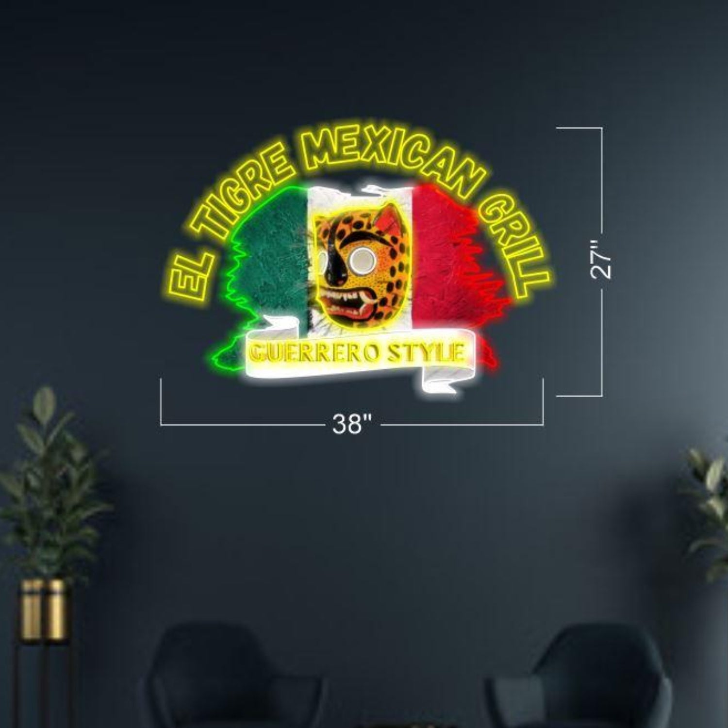 Mexican Flag-Colored El Tigre Mexican Grill Led Neon Sign For Restaurant Bar Decor | Shineneon